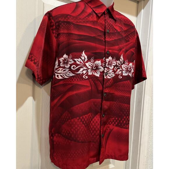 VINTAGE STREET CULTURE Y2K Shiny Club Hawaiian Loud Bold SHIRT Sz Men's S Red - Picture 4 of 5